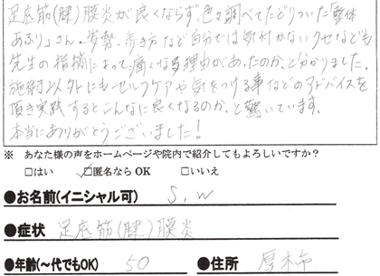 アンケート用紙
